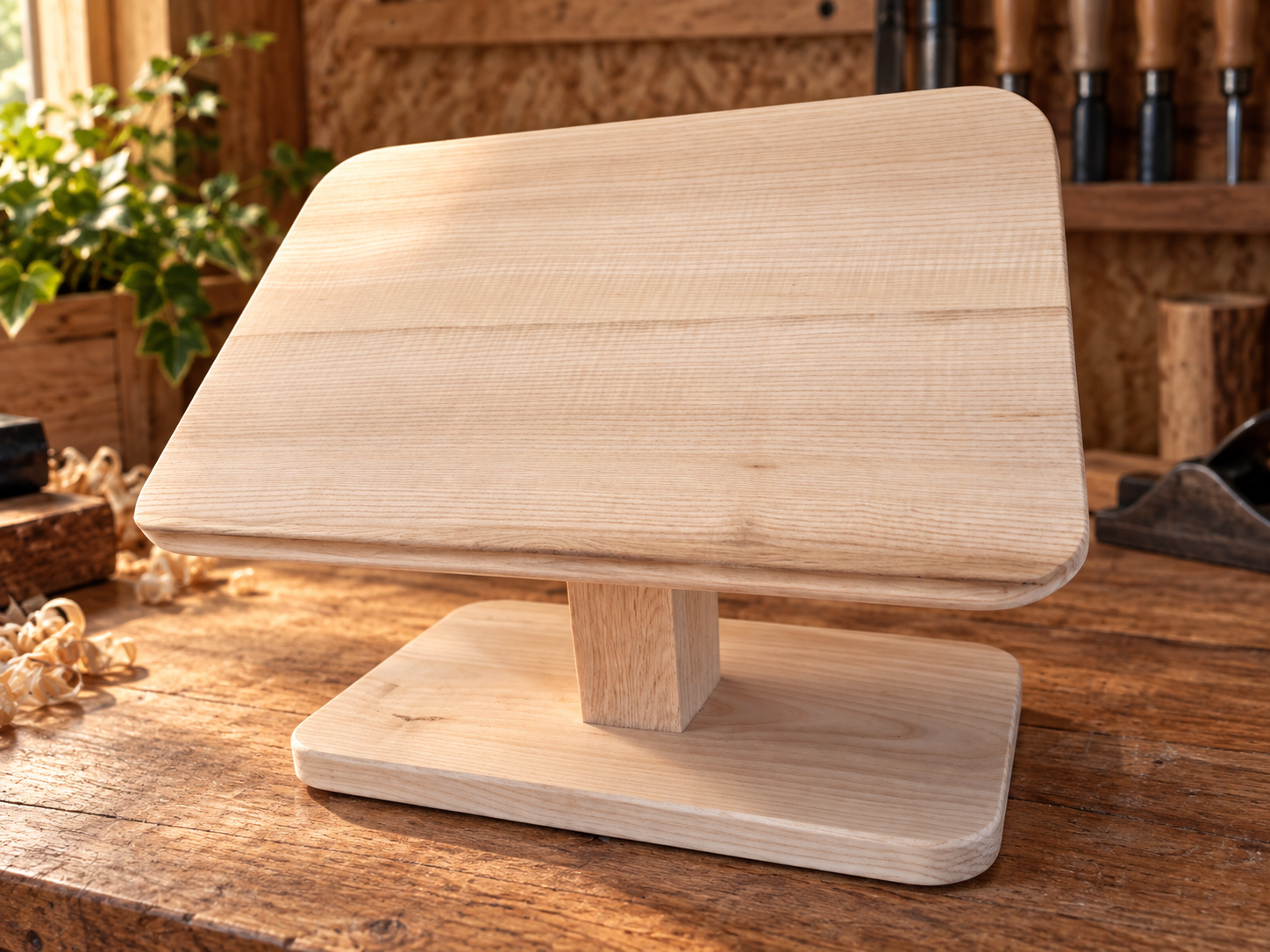 Pupitre de lecture artisanal en bois massif aux angles arrondis – fabrication française LBS